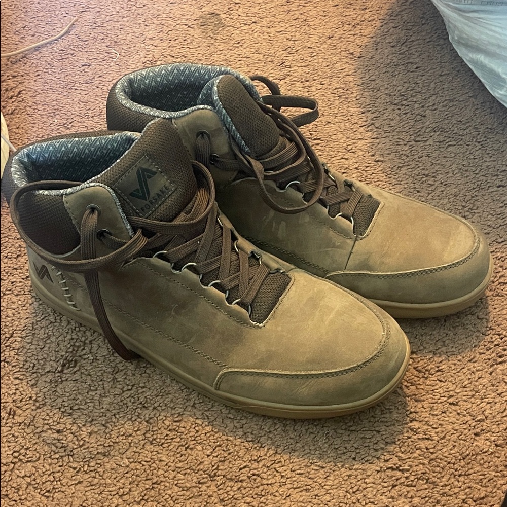 Brown Leather/ Suede Sneakers with Lace-Up Design and Rubber Sole